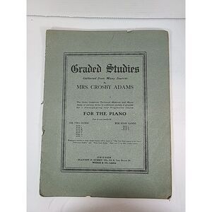 Rare 1911 Antique Crosby Adams GRADED STUDIES Two Hands Piano Sheet‎ Song Book